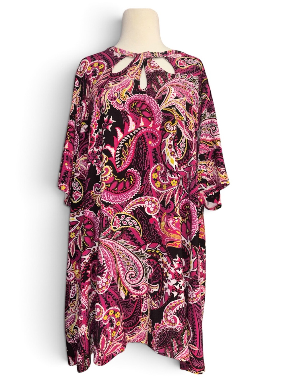 Jessica London Pink Paisley Keyhole Top